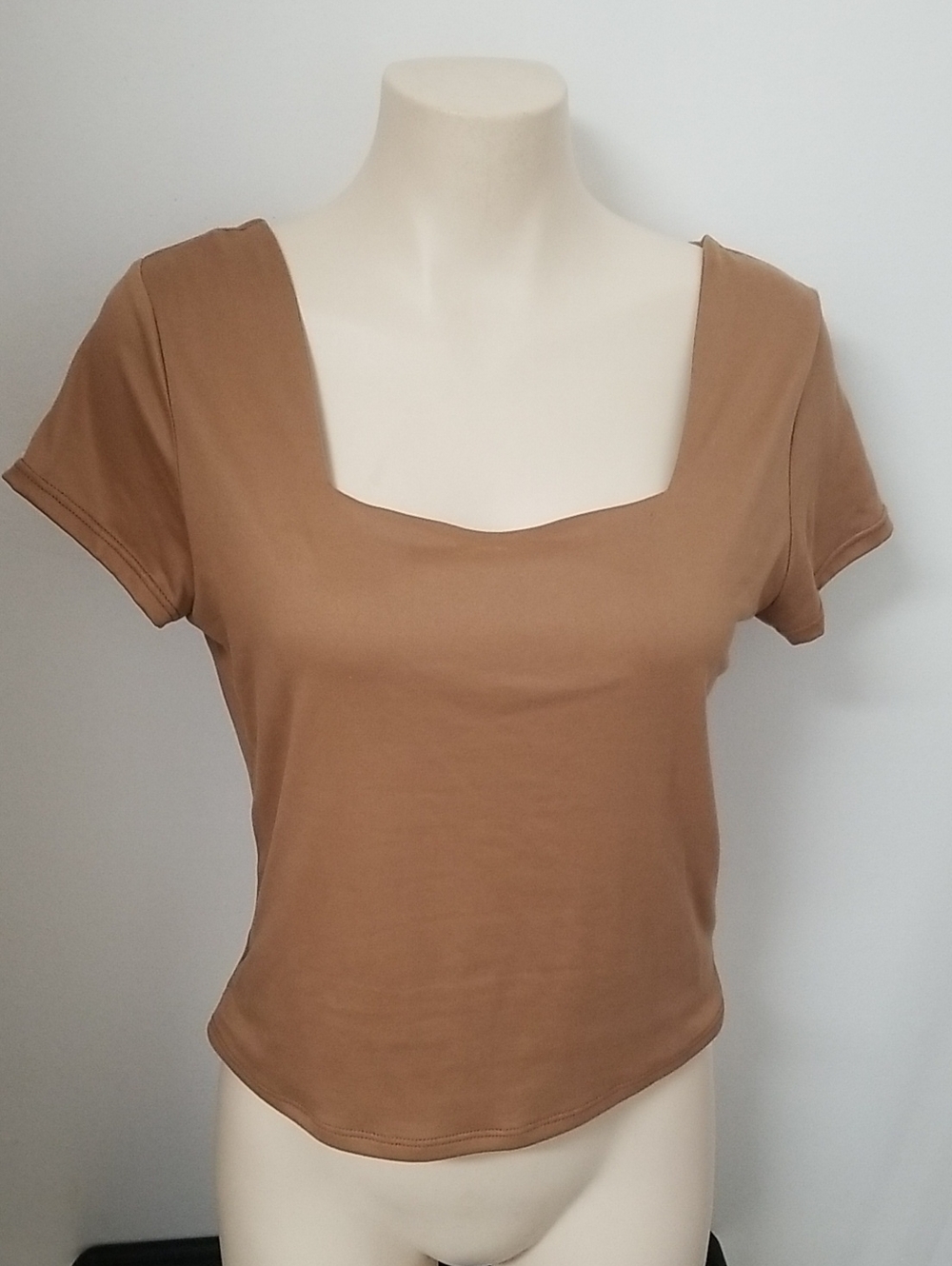 Olivia Rae Camel Square-Neck Crop Top